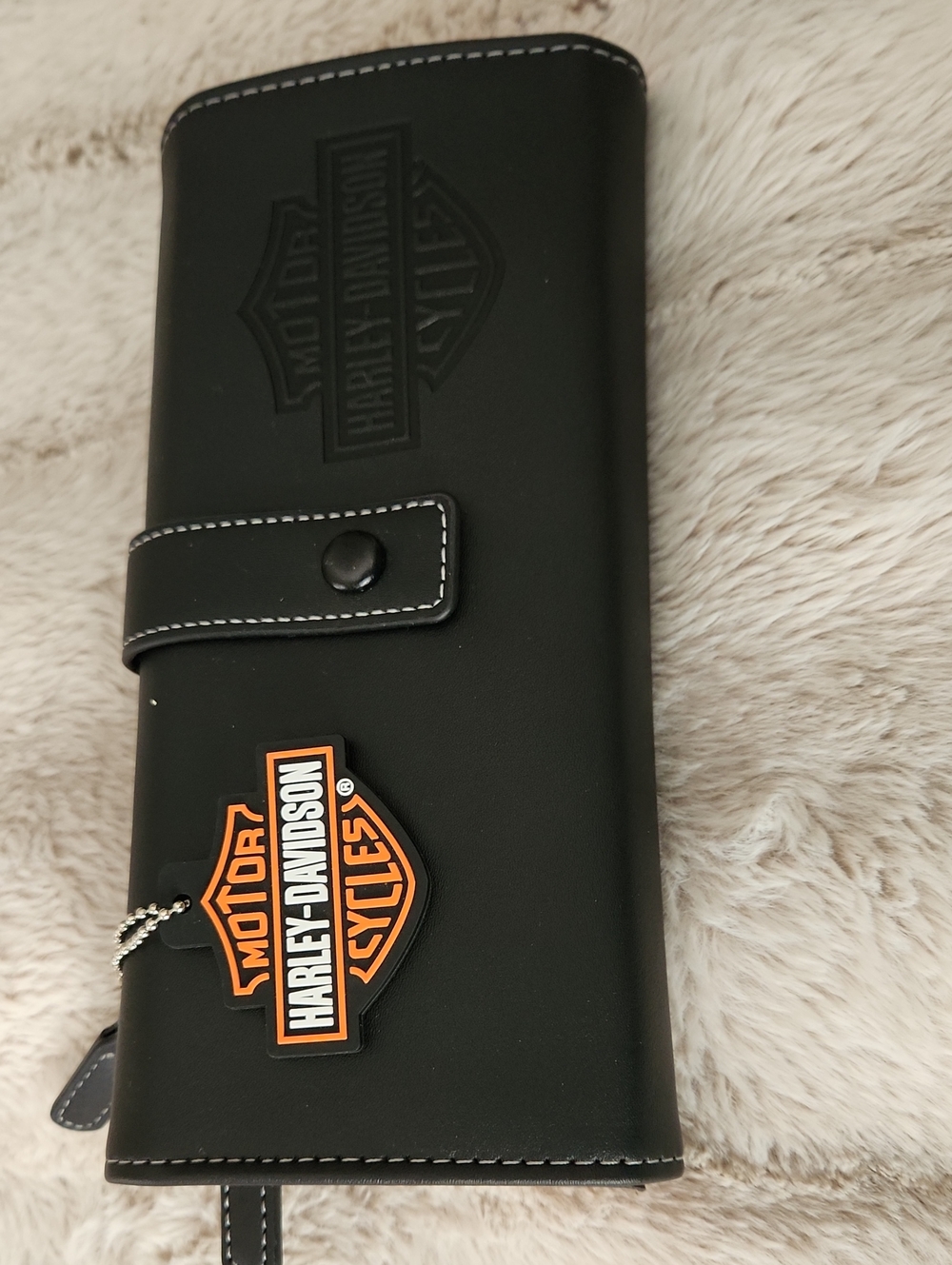 Harley-Davidson Black Wallet with Orange Logo Accent